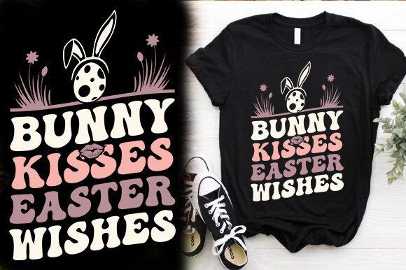 Bunny Kisses Easter Wish T-Shirt Design