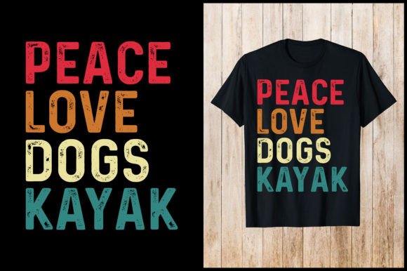 Peach Love Dogs Kayak Retro T-Shirt
