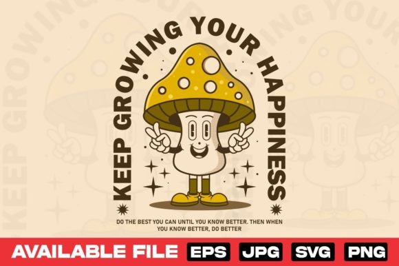 Retro Cartoon Character Mushroom Design